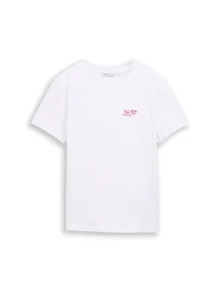 Denim Tom Tailor - T-Shirt mit Stickerei white - Gr. - XL