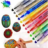 FOUORTUNATE-BEE Lackmarker 12er Set wasserfeste Acrylstifte für Steine, Glas & Papier, (12-tlg), Ideal für Kinder DIY, Oster- und Weihnachtsbastelprojekte