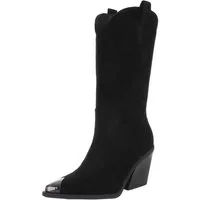 Ital-Design Elegante Damenstiefel mit Spitzenausstattung für Freizeit Westernstiefel (89937903) Blockabsatz Stiefel in Schwarz