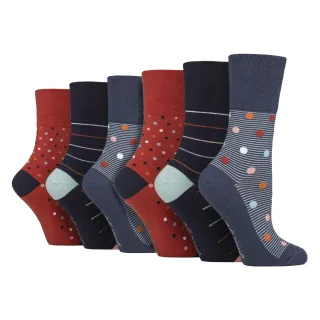 6er Pack Damen Nicht-Elastische Lockere Oberteile Muster Baumwollreiche Socken