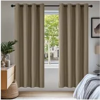 Deconovo Verdunkelungsvorhang Gardinen mit Ösen Blickdichte Vorhang Kälteschutz Schlafzimmer 2er Set, Blackout Curtain einfarbig Thermo Vorhang Verdunkelung Wärmeisolierend