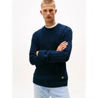 Tommy Jeans Strickpullover BADGE CABLE Slim Fit, Rundhals