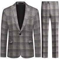 Allthemen Anzug (2 tlg) Slim Fit Herrenanzug im Farbeblock-Karomuster