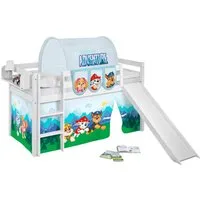 Lilokids Hochbett JELLE mit Rutsche und PAW PATROL Vorhang - Kinderbett & Spielbett inkl. Rutsche und 2tlg. Vorhang