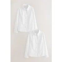 Next Langarmbluse Langärmelige Schulbluse mit Spitzenbesatz 2er-Pack (1-tlg)