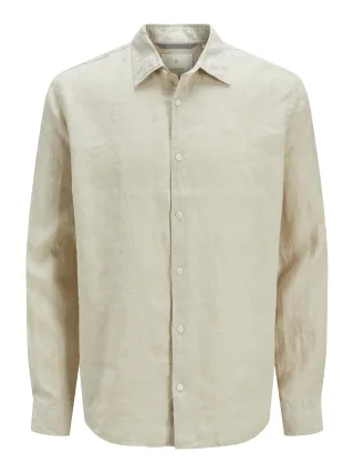 JACK&JONES - JPRBLALAWRENCE LINEN L/S SHIRT SN silver lining - Gr. - S