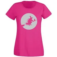 G-graphics T-Shirt Hexe auf dem Besen Slim-fit- Damen T-Shirt mit Frontprint-Motiv zu Halloween