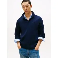Tommy Hilfiger Troyer PIMA CASH STRUCTURE MOCK Rippbündchen am Kragen, Ärmel und Saum