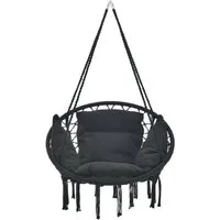 casa.pro Hängesessel, »Kailua« Hängestuhl mit Kissen ø60cm Schwarz