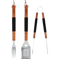 TRIZERATOP Grillbesteck-Set Set di 3 griglie, manico in legno, (rostfreier Stahl, rostfreier Stahl 430), Qualität