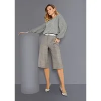 MADELEINE Shorts Glencheck-Bermuda mit hohem Bund Stoffhose im Glencheck-Muster mit breitem Bund, mit Gürtelschlaufen