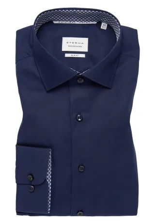 ETERNA - Original Shirt Popeline Langarm navy - Gr. - 46/Langarm - 67cm