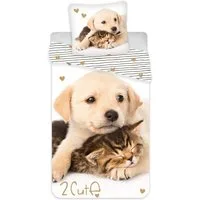 Jerry Fabrics Bettwäsche Golden Retriever - Hund & Katze - Wende-Bettwäsche-Set, 135x200 80x80, Baumwolle, 100% Baumwolle