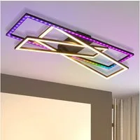 Nettlife LED Deckenleuchte Schwarz RGB Farbwechsel Dimmbar Wohnzimmer 36W Modern Rechteckig, Dimmbar,RGB