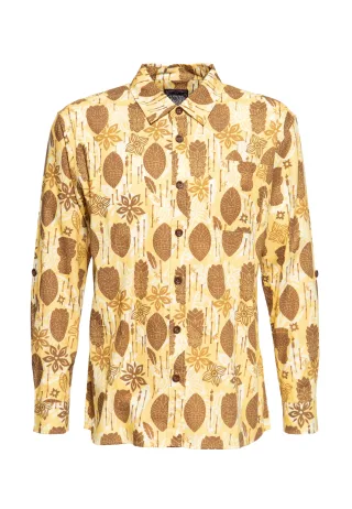 King Kerosin Herren Allover Printed Hemd Tahiti gelb