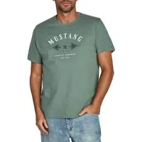 MUSTANG T-Shirt Herren Printshirt Regular Fit (1-tlg) Kurzarm Tee Shirt mit Rundhalsausschnitt aus 100% Baumwolle