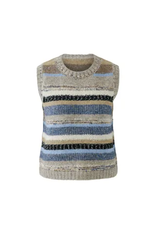 Oui - Pullunder lt brown blue - Gr. - 38