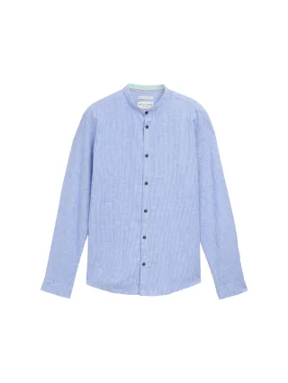 Tom Tailor - Regular Fit Hemd mit Leinenanteil sapphire blue stripe - Gr. - XXL