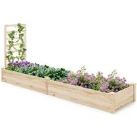 COSTWAY Hochbeet (1 St), mit Rankgitter, Blumenkasten aus Tannenholz, 235x63x102 cm