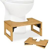 relaxdays Badhocker Klappbarer Toilettenhocker aus Bambus (1 St)