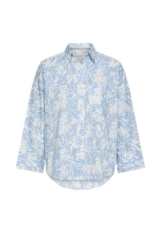 camel active - Oversized Langarmbluse mit Knopfleiste soft blue aop - Gr. - S