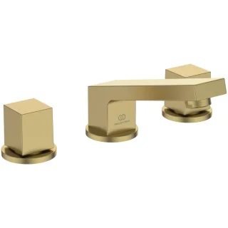 Ideal Standard 3-Loch-Waschtischarmatur Extra Ausladung 140mm m.Ablaufgarnitur Brushed Gold, BD508A BD508A2