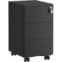 SONGMICS Rollcontainer Schubladenschrank, mobiler Aktenschrank, Metallschrank, Druckertisch, abschließbar, 3/4 Schubladen