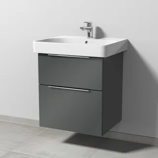 Sanipa 3way Waschtischunterbau zu Geberit Smyle Square Waschtisch mit 2 Auszügen, Anthrazit-Glanz UF67079