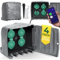 KESSER Gartensteckdose, Gartensteckdose Steinoptik mit Steckplätzen mit WiFi Fun