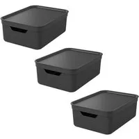 ROTHO Aufbewahrungsbox 3er Set Aufbewahrungsbox mit Deckel 10L JIVE