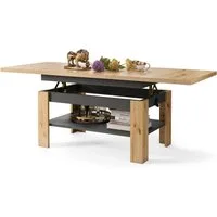 designimpex Couchtisch Design Rio stufenlos höhenverstellbar 55 - 67cm ausziehbar 130 - 170cm