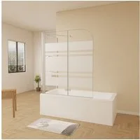 duschspa Badewannenaufsatz 140cm Faltwand mit Seitenwand Duschwand Milchglas Streifen, Sicherheitsglas, (Set), Nano Glas
