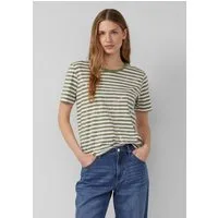 s.Oliver Kurzarmshirt T-Shirt Gestreiftes Baumwoll-T-Shirt mit Pailletten