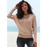 Vivance Langarmshirt mit breitem Bund aus strukturiertem, luftigem Feinstrick mit Viskose