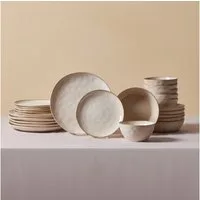 Karaca Geschirr-Set Karaca Aria Beige 24-teiliges Geschirrset für 6 Personen, Teller Set (24-tlg), 6 Personen, Steinzeug