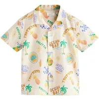 Next Kurzarmhemd Kurzärmeliges Hemd mit Print und Reverskragen (1-tlg)