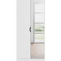 rauch Kleiderschrank Freiham Drehtürenschrank Schrank Garderobenschrank Breite 91cm Schlafzimmerschrank mit Spiegel und Griffmulden BESTSELLER