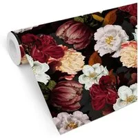 K&L Wall Art Mustertapete Vintage Blumentapete Barock Pfingstrosen Vliestapete Büro Mustertapete, Blumenstrauß Tapete