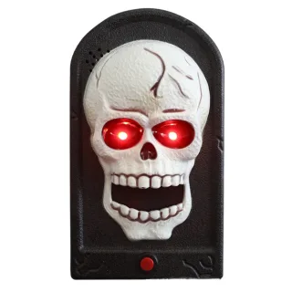 Elfeland Halloween Doorbell Decorations With Spooky Sounds & Lightup Eyes Animated Pumpkin/Skull/Witch Design for Scary