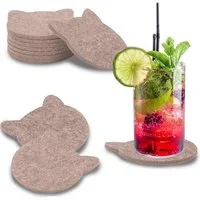 wortek Getränkeuntersetzer Filz-Untersetzer Katze für Gläser 8er Tischset, Zubehör für Tisch & Gläser, Set, 8-tlg., cm