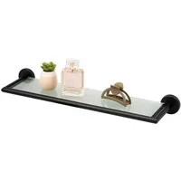 bremermann Wandregal Bad-Serie PIAZZA BLACK - aus Glas und Edelstahl matt schwarz, 1-tlg.