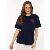 Zwillingsherz T-Shirt "Feel Good Club" Rundhals, einfarbig, kleine Stickerei vorne