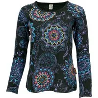 Guru-Shop Longsleeve Besticktes Langarmshirt Hippie chic Retro -.. alternative Bekleidung