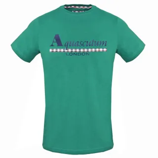 Aquascutum Check Strip Logo Grünes T-Shirt