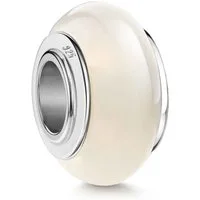 Materia Bead Regenbogen Mondstein Bead Edelstein Weiß Schimmer 875, Hülse aus 925 Sterling Silber