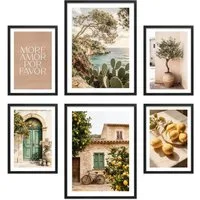 ARTFAVES Bilder-Collage Poster Set La Dulce Vida Española I mehrteilige Bilderwand I Wandbilde, (Wandbilder modern, 6 St)