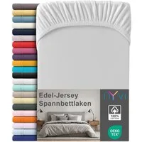 NYVI Spannbettlaken Edel Jersey Spannbettlaken Deluxe für Matratzen bis 25 cm Steghöhe, Baumwolle, (1 Stück), 90-100x200 cm - 100% Baumwolle supergekämmt, 140g/m², Rundumgummizug
