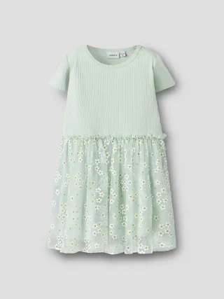 NAME IT - NMFFLORAL SS DRESS Pale Aqua - Gr. - 110