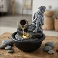 GLOBO LIGHTING Zimmerbrunnen, Zimmerbrunnen Buddha Wasserfall Springbrunnen Deko LED-Licht H 19 cm