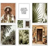 ARTFAVES Bilder-Collage Poster Set Botanical Dreams I mehrteilige Bilderwand I Wandbilder Boho, (Wandbilder modern, 8 St)